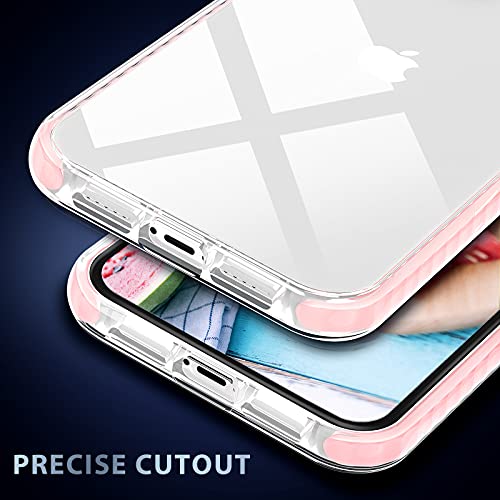 MILPROX Compatible for iPhone 13 Clear Case (2021), Crystal Transparent Cover Shockproof Protective Heavy Duty Bumper Shell Anti-Yellow Anti-Scratch for iPhone 13 6.1" 【2 Cameras】 2021-Pink