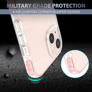 MILPROX Compatible for iPhone 13 Clear Case (2021), Crystal Transparent Cover Shockproof Protective Heavy Duty Bumper Shell Anti-Yellow Anti-Scratch for iPhone 13 6.1" 【2 Cameras】 2021-Pink