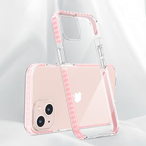 MILPROX Compatible for iPhone 13 Clear Case (2021), Crystal Transparent Cover Shockproof Protective Heavy Duty Bumper Shell Anti-Yellow Anti-Scratch for iPhone 13 6.1" 【2 Cameras】 2021-Pink