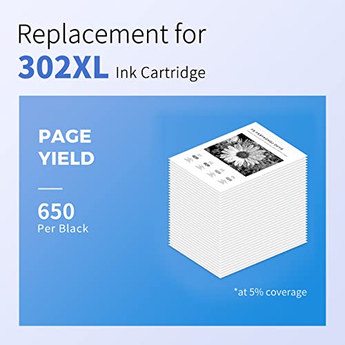 myCartridge PHOEVER 302 Ink Cartridge Remanufactured Replacement for Epson 302XL 302 XL Ink for Expression Premium XP-6000 XP-6100 Printer (2 Black)