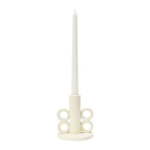 Bloomingville Resin Taper Handles, Volcano Finish Candle Holder, White