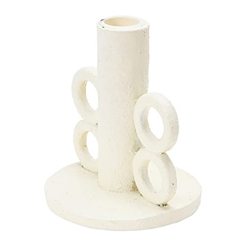 Bloomingville Resin Taper Handles, Volcano Finish Candle Holder, White