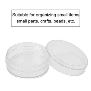 Buachois 50Pcs Plastic Round Transparent Storage Box Stackable Cylindrical Watch Parts Beads Container with Lid Crafts Hardware Jewelry Organizer Display Case