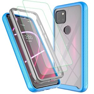 aymecl for revvl 5g case, tcl revvl 5g case with[2 x hd screen protector], full-body protective shockproof ruged bumper cover,impact resist durable phone case, for tcl revvl 5g (blue)