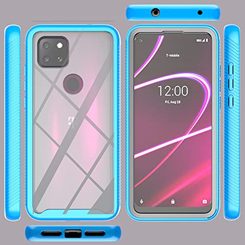 AYMECL for Revvl 5G Case, TCL Revvl 5G Case with[2 x HD Screen Protector], Full-Body Protective Shockproof Ruged Bumper Cover,Impact Resist Durable Phone Case, for TCL Revvl 5G (Blue)