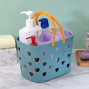 Kamonda Portable Shower Caddy Tote Heart Shaped Hollow Plastic Storage Basket w/Handle Shower Caddy Tote Pink