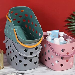 Kamonda Portable Shower Caddy Tote Heart Shaped Hollow Plastic Storage Basket w/Handle Shower Caddy Tote Pink