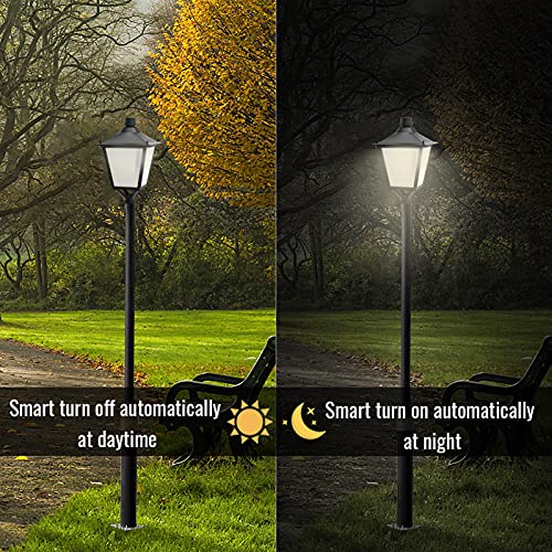 Yaolite 60W LED Post Top Light - LED Pathway Pole Lights with Photocell - 7800LM Outdoor Courtyard Lighting - Garden Lighting Fixture Dusk to Dawn Parking Lot Area Light