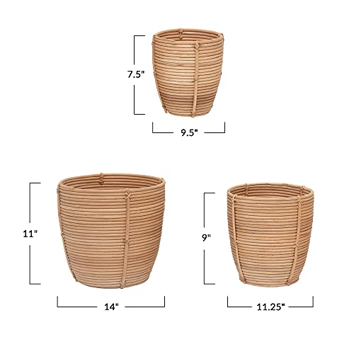 Bloomingville Hand-Woven Rattan, Set of 3 Basket, Natural, 3