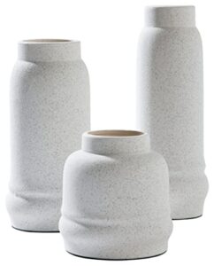 ashley furniture industries signature design jayden casual textured ceramic 3 piece vase set, white