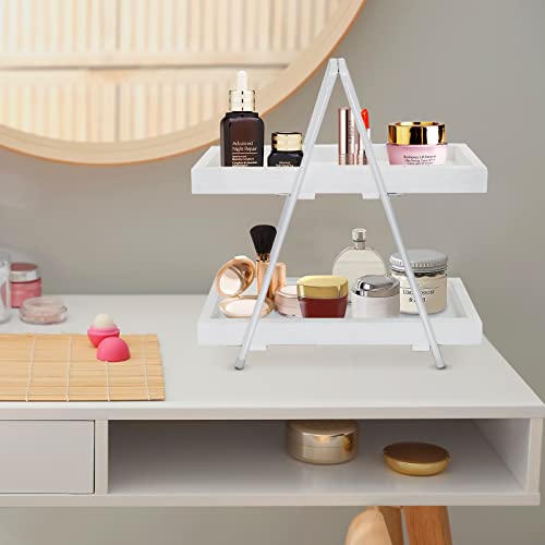 2 Tier Bathroom Countertop Organizer, Counter Standing Rack Cosmetic Holder, Bathroom Shelf Organizer for Counter, Bathroom Tray Counter Stand Rack