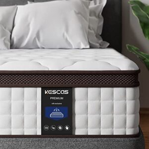 kescas 10 inch memory foam hybrid twin mattress - heavier coils for durable support - pocket innersprings for motion isolation - pressure relieving - medium firm - made in north america
