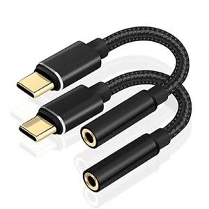 usb type c to 3.5mm audio adapter usb c to aux audio hi-res dac cable cord headphone adapter for galaxy s21 s20 ultra s20+ note 20 10 s10 s9 plus pixel 4 3 xl ipad pro and more type c adapter (2 pack)