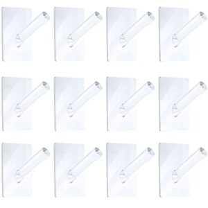 jetec 12 pieces coat hooks acrylic wall mounted hooks hat rack robe hook single organizer adhesive clear wall hooks decorative hooks for clothes, hat, towels hanger