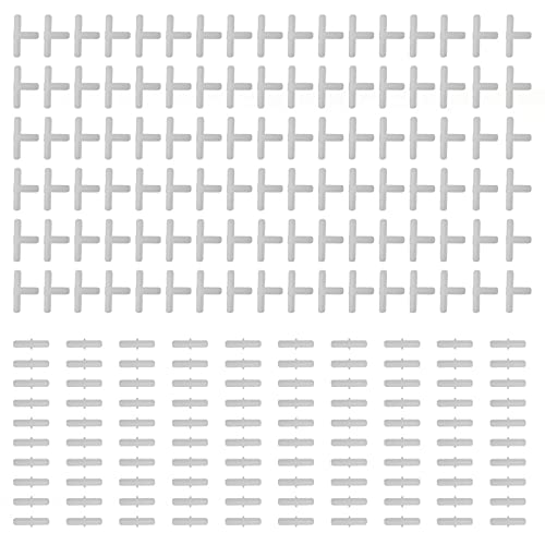 200 Pieces Aquarium Air Valve Connector Plastic Inline Tubing for Aquarium Fish Tank, Straight and T Type