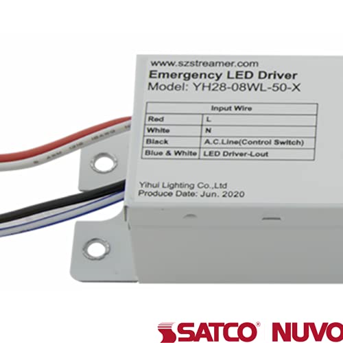 Satco [65/708] (1 Pack) Add On Em For Low Bays; Add On Emergency Backup Battery For Linear Strip Lights; 8 Watt; 1000 Lm; 90 Min. Run Time; 120-347 Volt; (Modular Components)