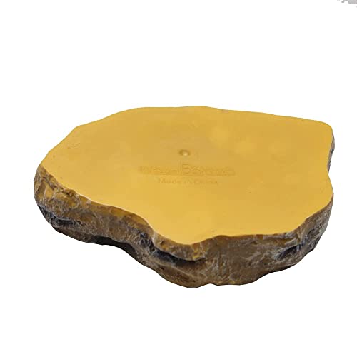 Reptile Water Dish,Resin Reptile Rock Food Feeder Bowl, Water and Food Bowl,Terrarium Decor for Leopard Gecko, Lizard,Spider,Turtle,Scorpion, Chameleon,Hermit Crabs (M, Yellow)