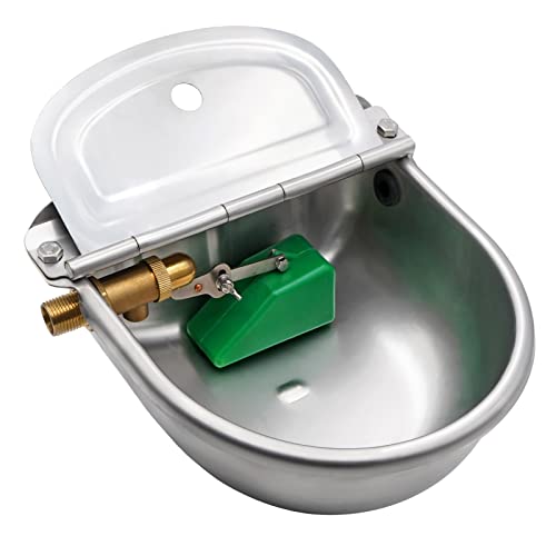 MUDUOBAN Automatic Horse Drinking Water Bowl with Float Valve Upgraded Stainless Steel Water Feeder Trough for Livestock Cow Sheep Goat Cattle Hog Dogs