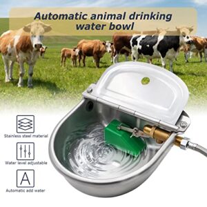 MUDUOBAN Automatic Horse Drinking Water Bowl with Float Valve Upgraded Stainless Steel Water Feeder Trough for Livestock Cow Sheep Goat Cattle Hog Dogs