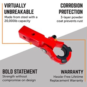 GearAmerica 2"x2" Uber Hitch Receiver – Heavy Duty Steel – for Class 4 Vehicles – Safe and Strong Anchor Point for 4x4s, Trucks, and SUVs - 10 Ton WLL, 20 Ton MBS – Red