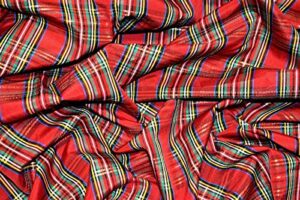 fabric by the yard - christmas plaid red green taffeta metallic poly holiday fabric 56"w