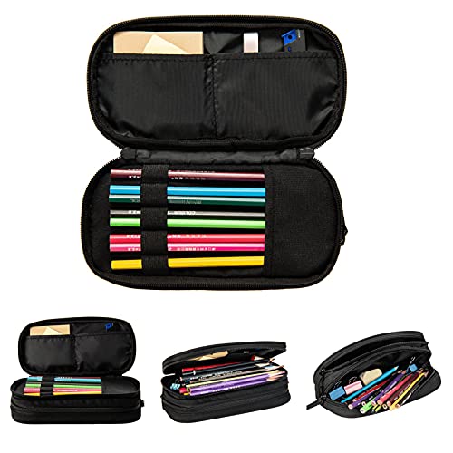 Camo Pencil Case Box, Large Capacity Black Pencil Bag Pouch Marker Organizer with 2 Compartments & Durable Zipper, Cool Stationary for Primary Middle High School College Office