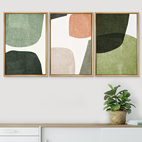 SIGNWIN Framed Canvas Print Wall Art Trio of Multicolored Transparent Ovals Abstract Shapes Illustrations Modern Art Multicolor Pastel for Living Room, Bedroom, Office - 24"x36"x3 Natural