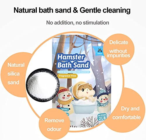 kathson Hamster Bathing Sand with Sandbox Bathroom, Small Animal Cleansing Potty Litter Dust Gerbil Grooming Sand Bath for Dwarf Hamster Gerbil Mouse