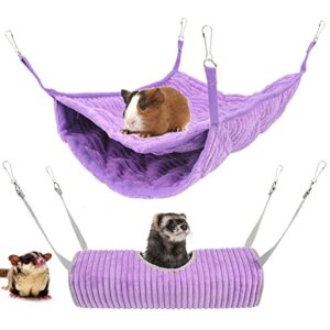 G YITENG Small Animal Bunk Bed Ferret Hammock Pet Rat Cage Hammock Sleep Bed Play Platform Tunnel Hamster Cage Accessories Hanging Hideout Tunnel Tube Toy (Purple)