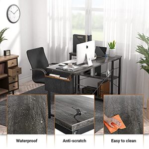 Homieasy Small L Shaped Computer Desk, 47 Inch L-Shaped Corner Desk with Reversible Storage Shelves for Home Office Workstation, Modern Simple Style Writing Desk Table with Storage Bag(Black Oak)