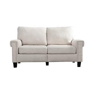 LOKATSE HOME Upholstered Loveseat Sofa Comfortable Modern Couch Indoor Furniture for Living Room, Bedroom, Office, Beige