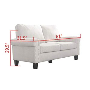 LOKATSE HOME Upholstered Loveseat Sofa Comfortable Modern Couch Indoor Furniture for Living Room, Bedroom, Office, Beige