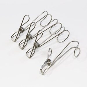 clothes pin hook long tail 4 pack stainless steel metal clothes clip hanging wire kitchen bathroom office laundry 4.13-inchjapan