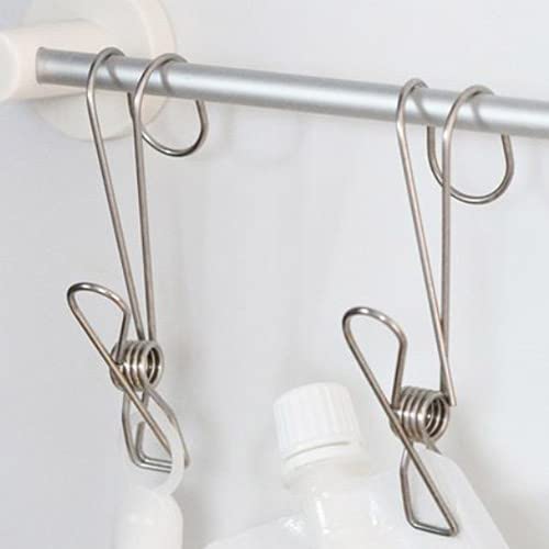 Clothes Pin Hook Long Tail 4 Pack Stainless Steel Metal Clothes Clip Hanging Wire Kitchen Bathroom Office Laundry 4.13-INCHJAPAN