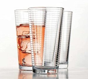 glaver's drinking glasses - set of 10 - highball glass cups, premium quality cooler 17 oz. ribbed glassware. ideal for water, juice, cocktails, and iced tea. dishwasher safe.