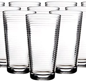 Glaver's Drinking Glasses - Set of 10 - Highball Glass Cups, Premium Quality Cooler 17 Oz. Ribbed Glassware. Ideal for Water, Juice, Cocktails, and Iced Tea. Dishwasher Safe.