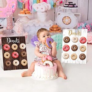 Donut Wall Donut Stand Dessert Table Treats Holder Doughnut Food Buffet Display Stand Pegboard Party Decoration Centerpieces Ideas Reusable Set of 1 Rustic Wooden Board Double Sided Black and White