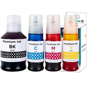lcl compatible ink bottle replacement for canon gi21 gi-21 gi-21pgbk gi-21bk gi-21c gi-21m gi-21y ppixma g3260 g2260 g1220 (4-pack black cyan magenta yellow)