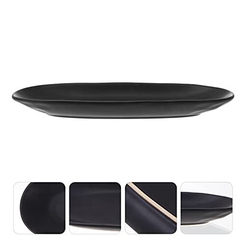 DOITOOL Ceramic Sushi Dish Oval Platter Tray Japanese Style Food Plate Dinner Plate Serving Trays Appetizers Plate for Home and Kitchen Black