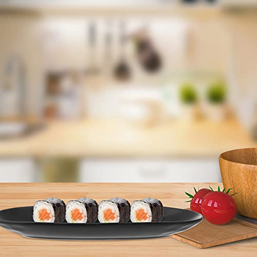 DOITOOL Ceramic Sushi Dish Oval Platter Tray Japanese Style Food Plate Dinner Plate Serving Trays Appetizers Plate for Home and Kitchen Black