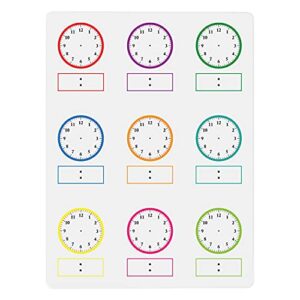 dry erase blank analog and digital clocks 9 x 12 inches school learning tool, grade school or homeschool teaching aid for telling time