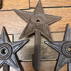 4 Star Western Coat Hooks Tack Hat Wall Hanger Rustic Iron Barn Key Americana