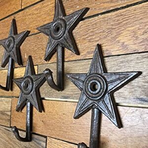 4 Star Western Coat Hooks Tack Hat Wall Hanger Rustic Iron Barn Key Americana