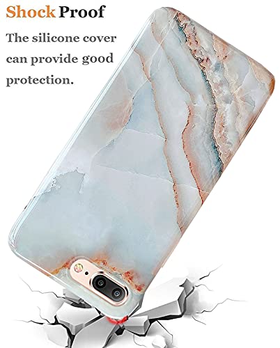 J.west iPhone 8 Plus Case/iPhone 7 Plus 5.5,Luxury Grey Marble Design Graphics Stone Pattern Ultra Slim Thin Bumper Soft Rubber TPU Silicone Protective Phone Case Cover for Women Girls Agate Slice