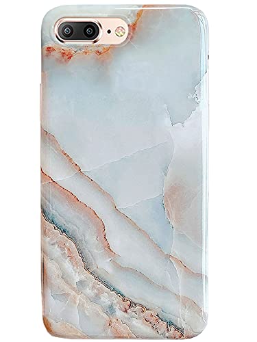 J.west iPhone 8 Plus Case/iPhone 7 Plus 5.5,Luxury Grey Marble Design Graphics Stone Pattern Ultra Slim Thin Bumper Soft Rubber TPU Silicone Protective Phone Case Cover for Women Girls Agate Slice