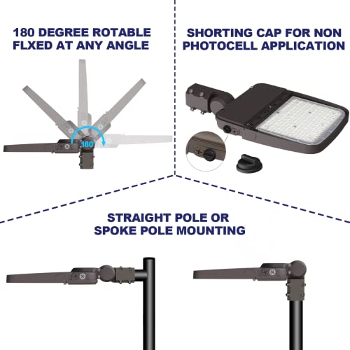 CINOTON 200W LED Parking Lot Pole Lighting-UL Listed, 28000LM Waterproof IP65 LED Parking Lot Lights with Slip Fit Mount, Dusk to Dawn Photocell 5000K Daylight 140 LM/W LED Shoebox Area Light