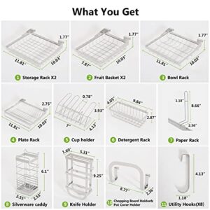 1Easylife Over The Sink Dish Drying Rack 3 Tier Stainless Steel Large Kitchen Rack Dish Drainers for Home Kitchen Counter Storage, Shelf with Utensil Holder, Above Sink Shelves (silver1)