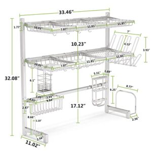 1Easylife Over The Sink Dish Drying Rack 3 Tier Stainless Steel Large Kitchen Rack Dish Drainers for Home Kitchen Counter Storage, Shelf with Utensil Holder, Above Sink Shelves (silver1)