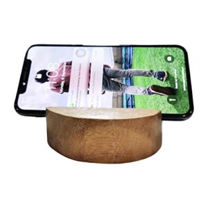 SNS Round Wooden Mobile Desktop Display Stand - 3 inch, Desk Organizer Accessories, Phone Holder Stand, Portable Desktop Smartphone Stand, Desk nightstand, Wooden Mobile Holder for Desk