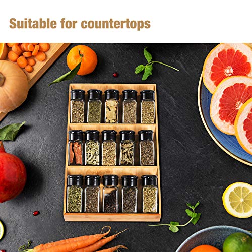 Sansnow 3-Tier Bamboo Drawer Spice Rack Wooden Kitchen Cabinet Drawer Spice Organizer Spice Jar Holder, Medicine/Health Care/Vitamin Bottles Storage Rack, 1 Pack Drawer Rack